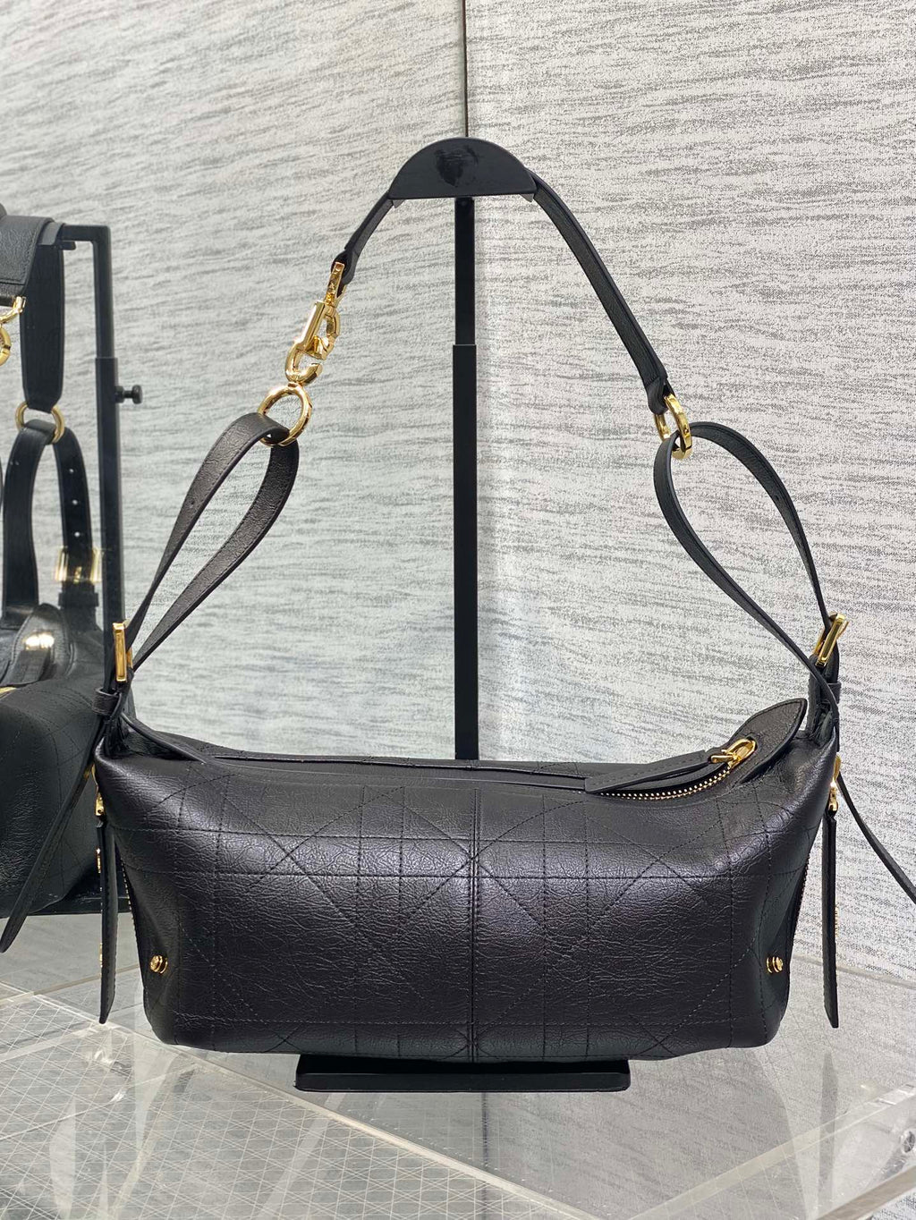 Small D-Journey Bag in Vintage Smooth Calfskin - M2416 - Black Leather - Default Title - View 5