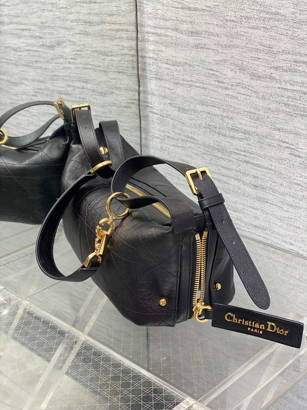 Small D-Journey Bag in Vintage Smooth Calfskin - M2416 - Black Leather - Default Title - View 7