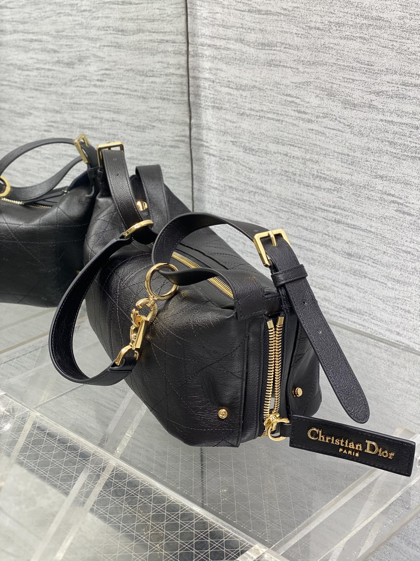 Small D-Journey Bag in Vintage Smooth Calfskin - M2416 - Black Leather - Default Title - View 7