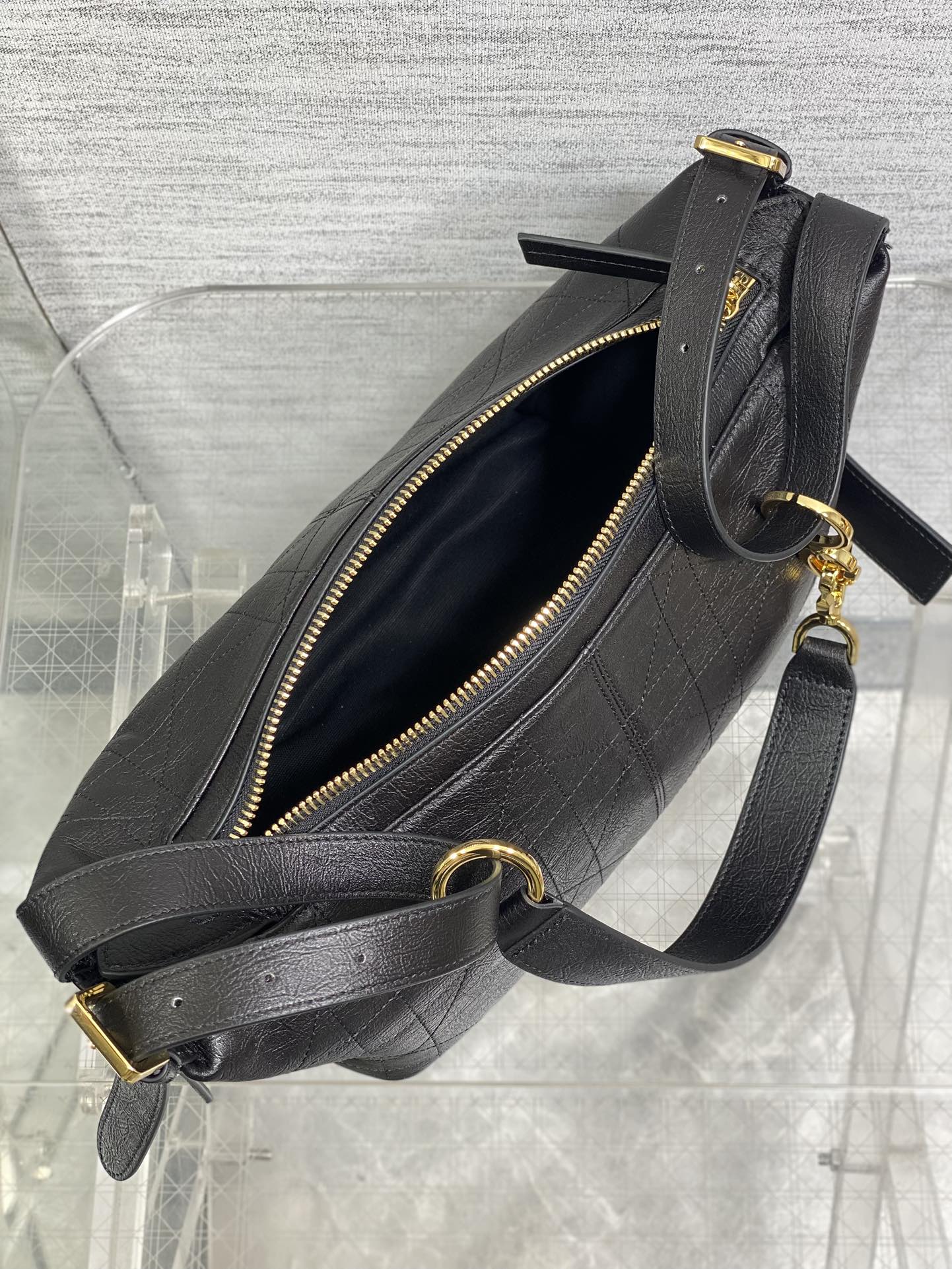 Small D-Journey Bag in Vintage Smooth Calfskin - M2416 - Black Leather - Default Title - View 9