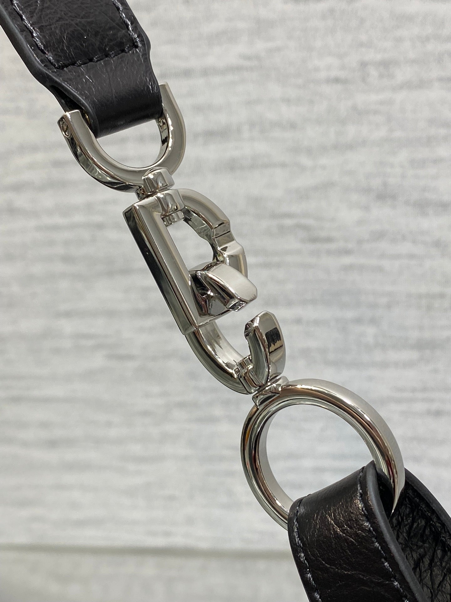 Small D-Journey Bag in Crinkled Calfskin - M2416 - Black Flat Macrocannage - Default Title - View 6