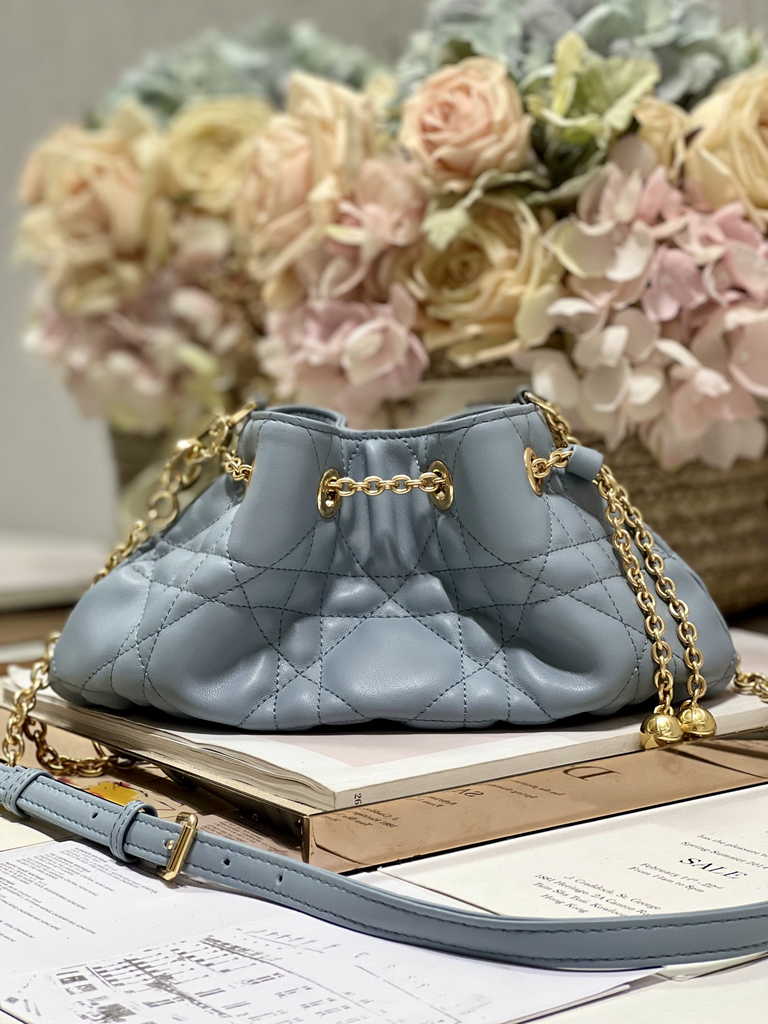 Small Dior Ammi Bag M22556 Blue Supple Macrocannage Lambskin