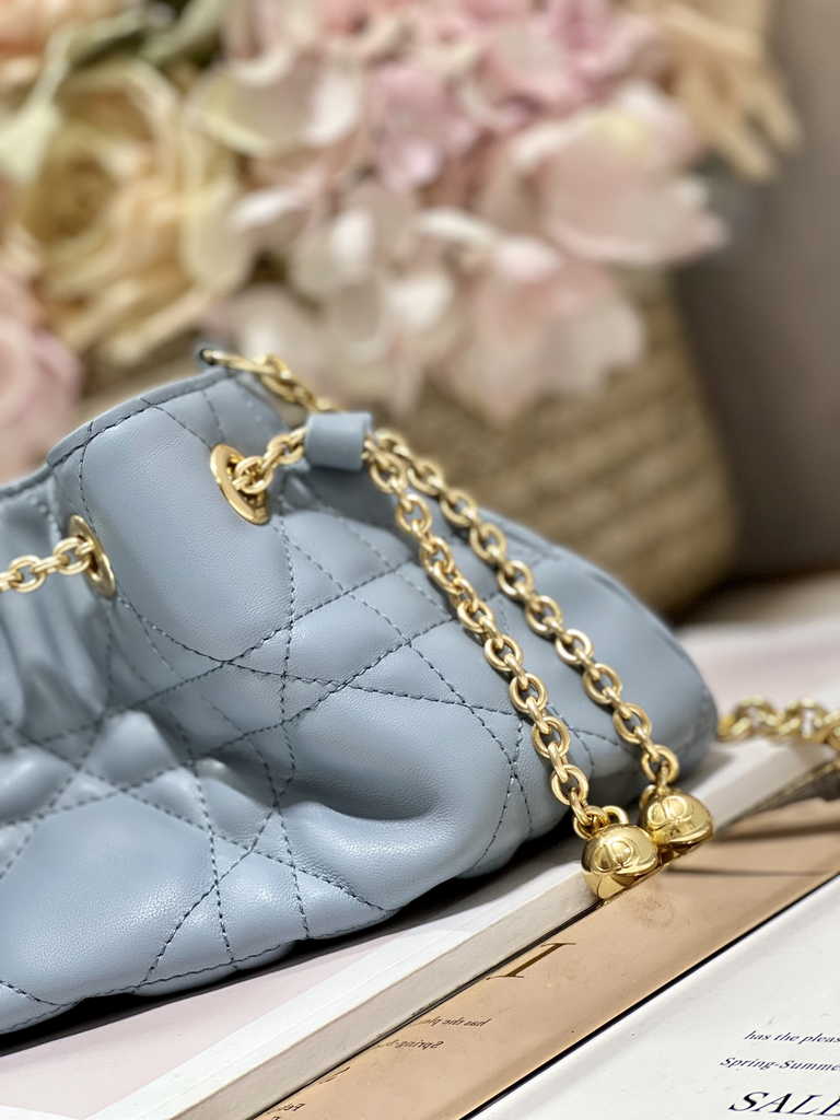 Small Dior Ammi Bag M22556 Blue Supple Macrocannage Lambskin