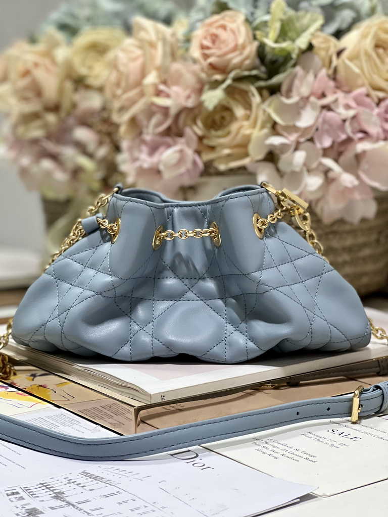 Small Dior Ammi Bag M22556 Blue Supple Macrocannage Lambskin