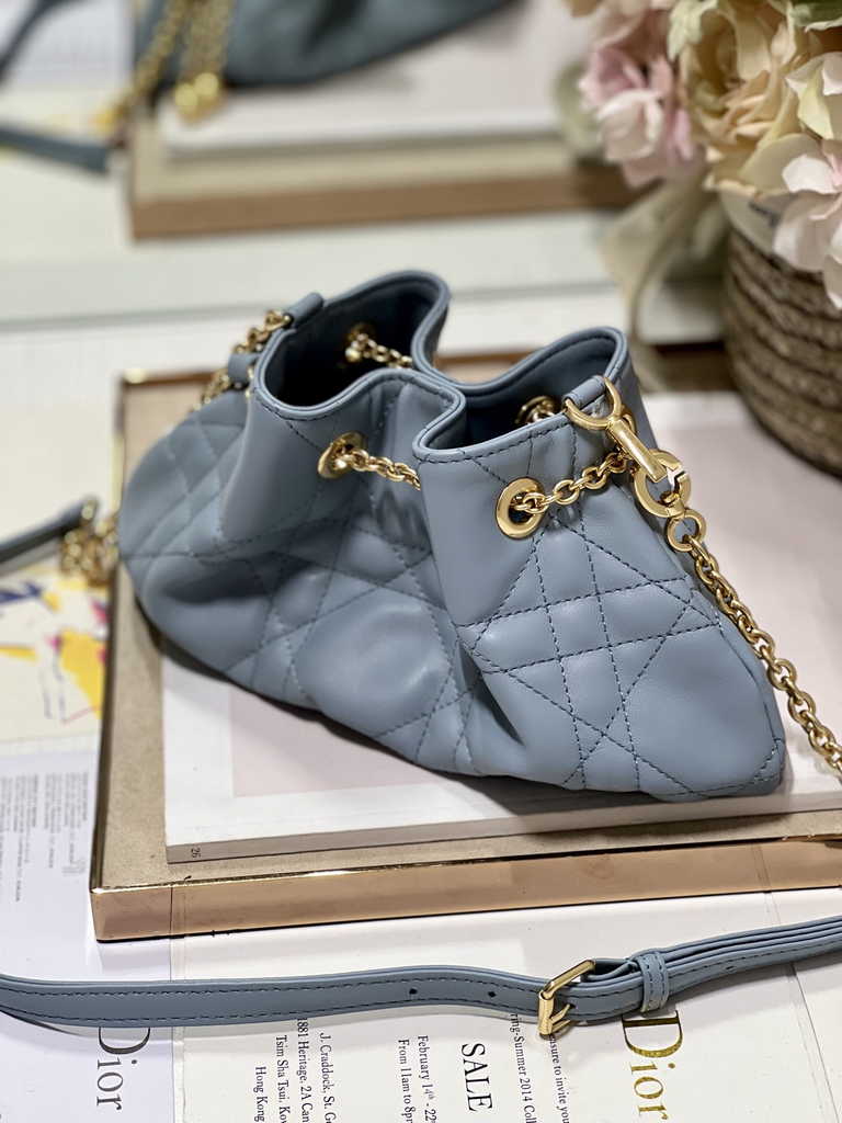 Small Dior Ammi Bag M22556 Blue Supple Macrocannage Lambskin