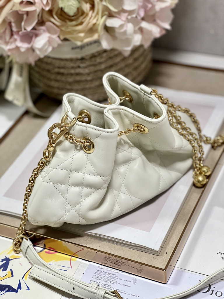 Small Dior Ammi Bag M22556 Beige Supple Macrocannage Lambskin