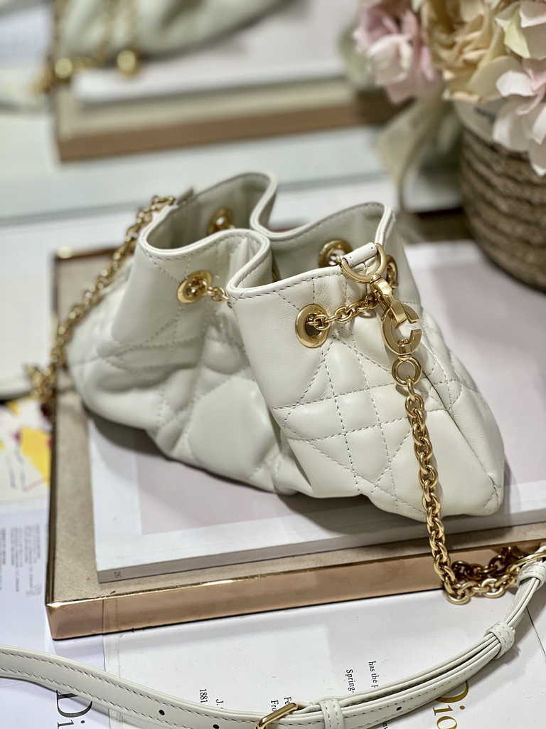 Small Dior Ammi Bag M22556 Beige Supple Macrocannage Lambskin
