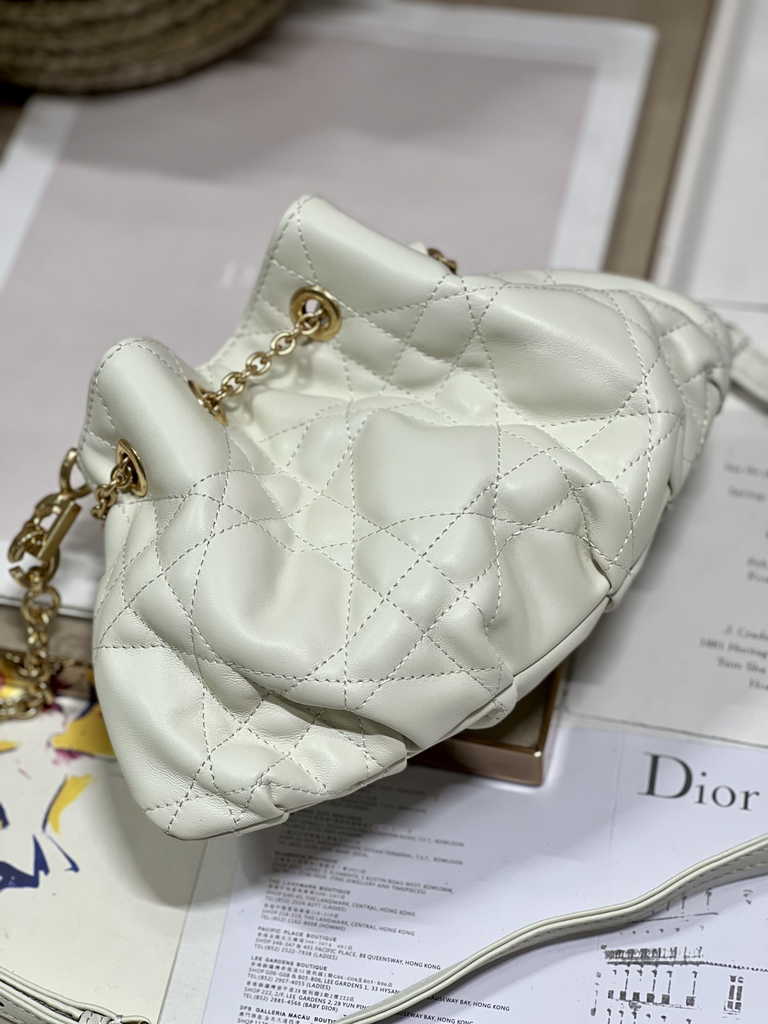 Small Dior Ammi Bag M22556 Beige Supple Macrocannage Lambskin