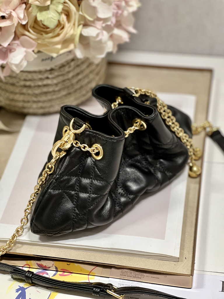 Small Dior Ammi Bag M22556 Black Supple Macrocannage Lambskin