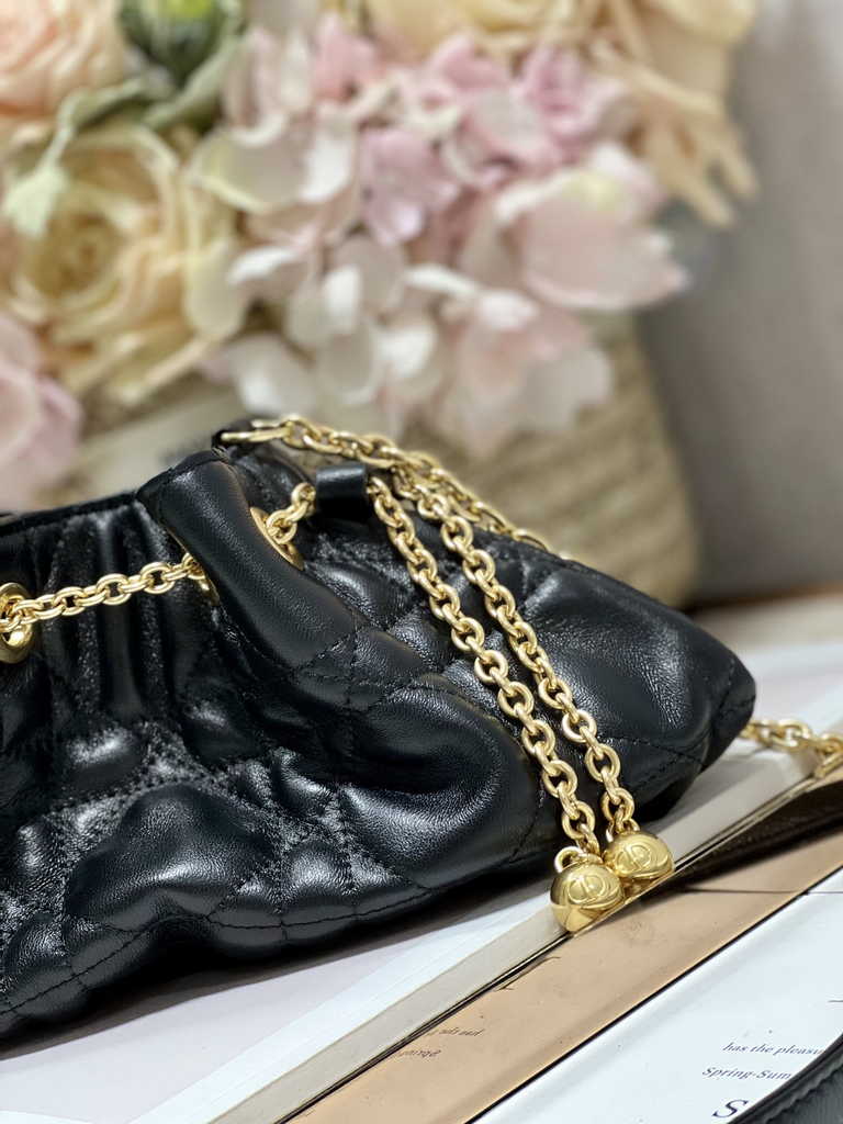 Small Dior Ammi Bag M22556 Black Supple Macrocannage Lambskin