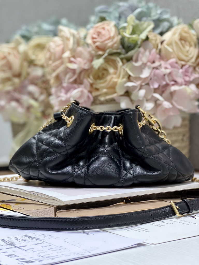 Small Dior Ammi Bag M22556 Black Supple Macrocannage Lambskin