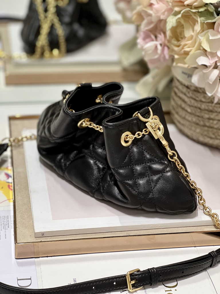 Small Dior Ammi Bag M22556 Black Supple Macrocannage Lambskin