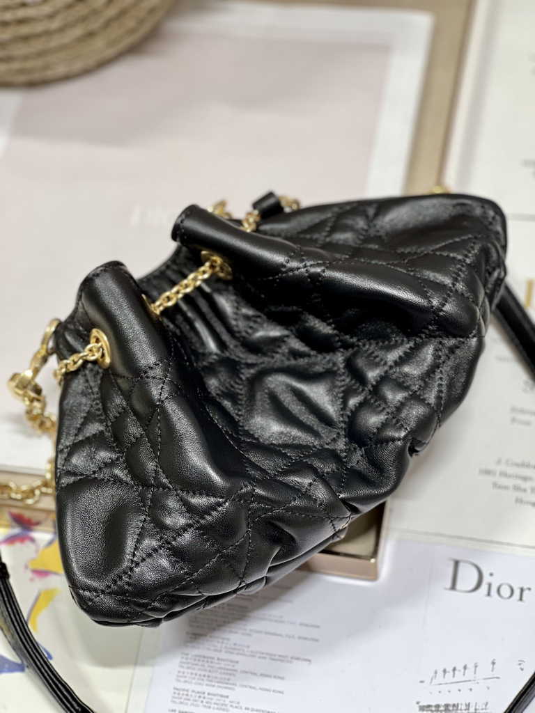 Small Dior Ammi Bag M22556 Black Supple Macrocannage Lambskin
