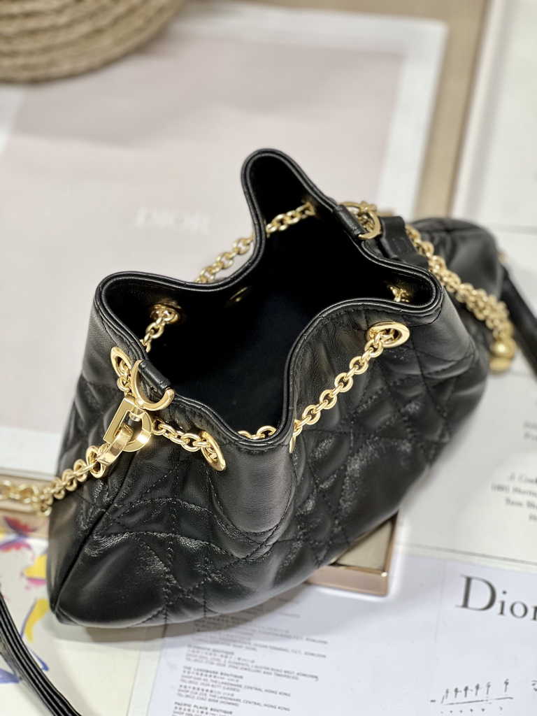Small Dior Ammi Bag M22556 Black Supple Macrocannage Lambskin