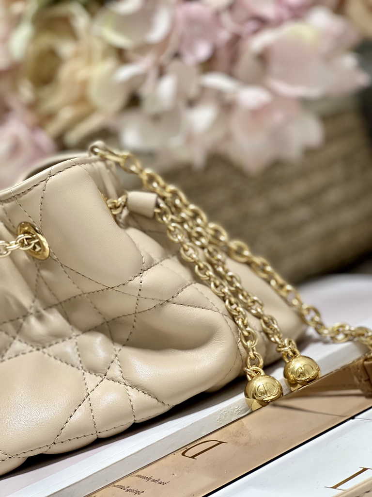 Small Dior Ammi Bag M22556 Apricot Supple Macrocannage Lambskin