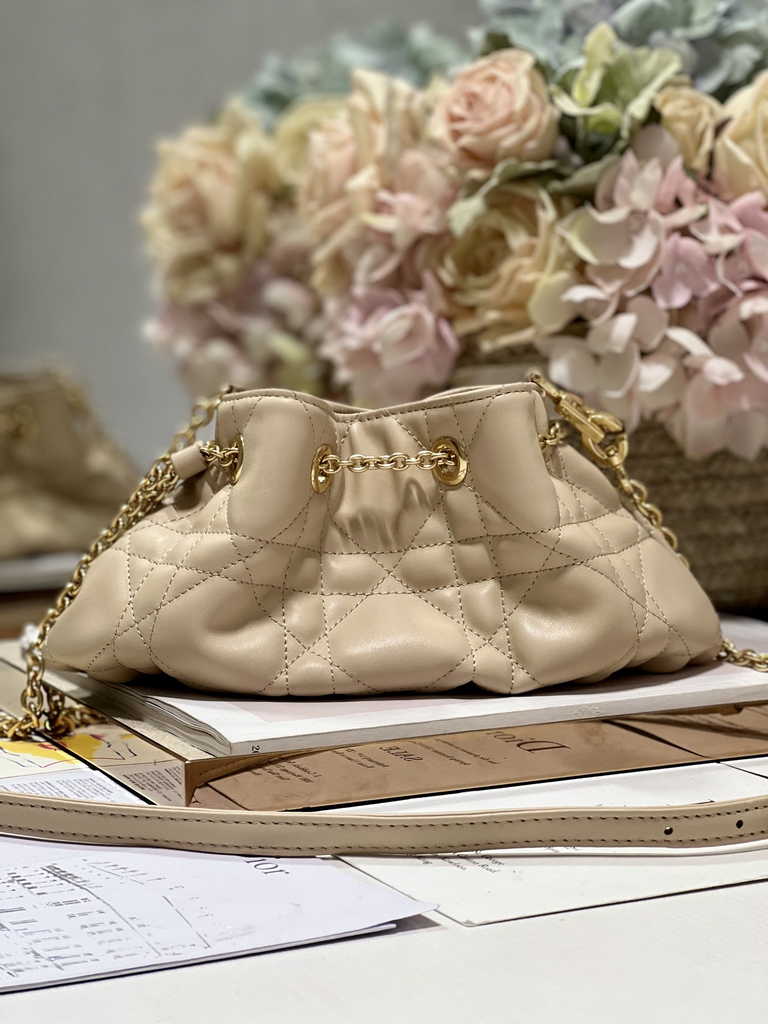 Small Dior Ammi Bag M22556 Apricot Supple Macrocannage Lambskin