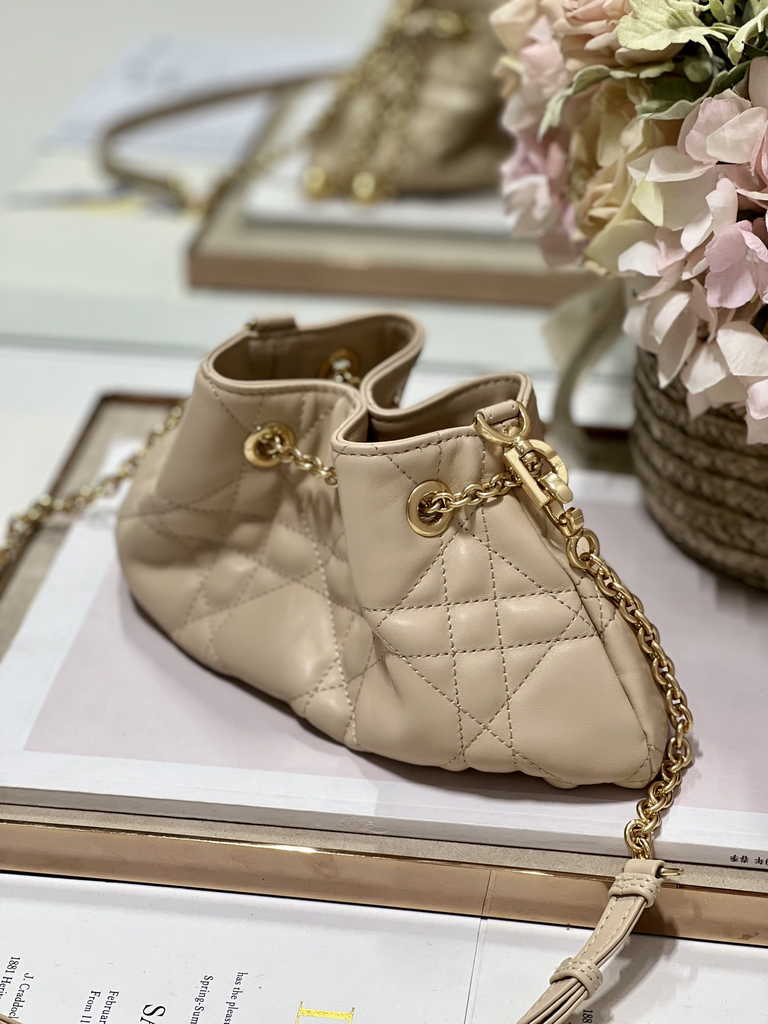 Small Dior Ammi Bag M22556 Apricot Supple Macrocannage Lambskin