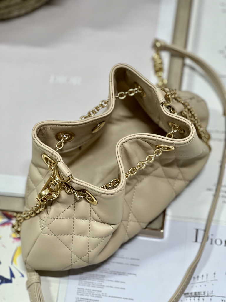 Small Dior Ammi Bag M22556 Apricot Supple Macrocannage Lambskin