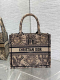 Small Dior Book Tote M1265 Beige and Black Toile de Jouy Soleil Embroidery