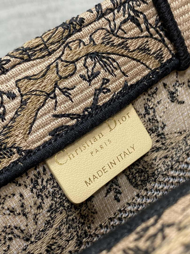Small Dior Book Tote M1265 Beige and Black Toile de Jouy Soleil Embroidery