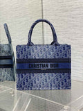 Small Dior Book Tote M1265 Blue Denim Dior Oblique Jacquard