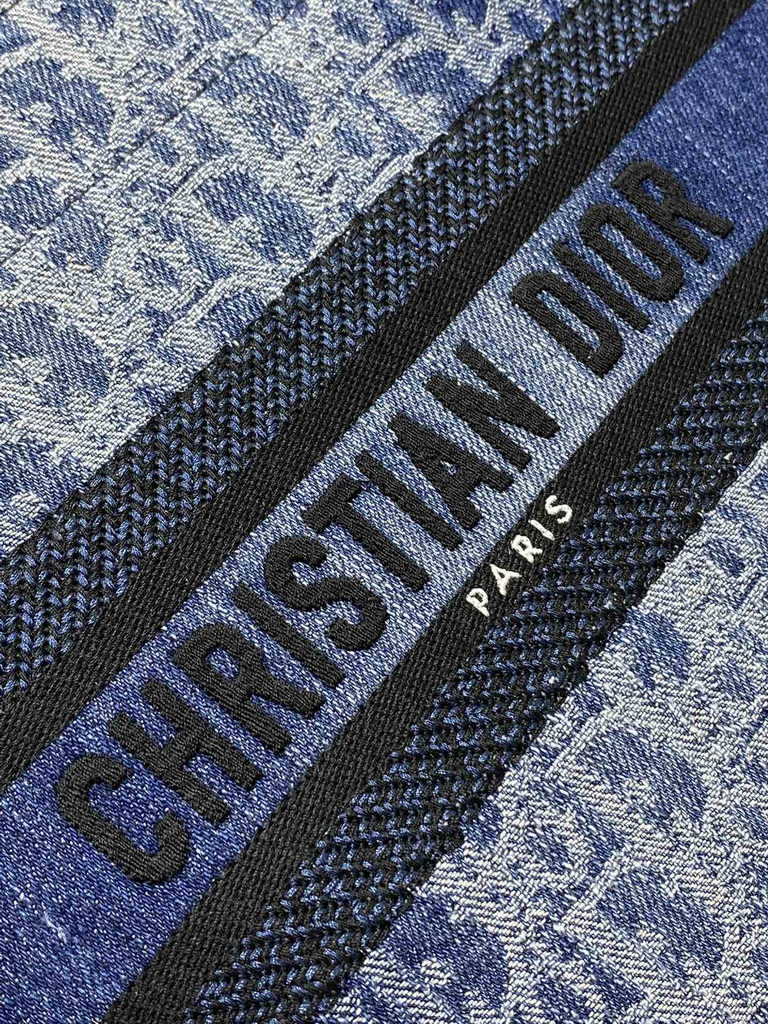 Small Dior Book Tote M1265 Blue Denim Dior Oblique Jacquard
