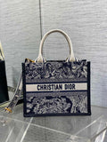 Small Dior Book Tote M1265 Blue and Ecru Toile de Jouy Reverse Embroidery