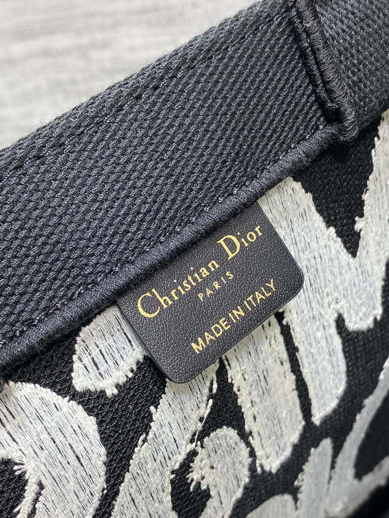 Small Dior Book Tote M1265 White and Black Miss Dior Graffiti Embroidery