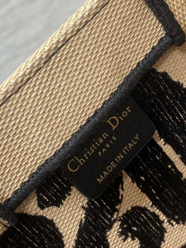 Small Dior Book Tote M1265 Beige and Black Miss Dior Graffiti Embroidery
