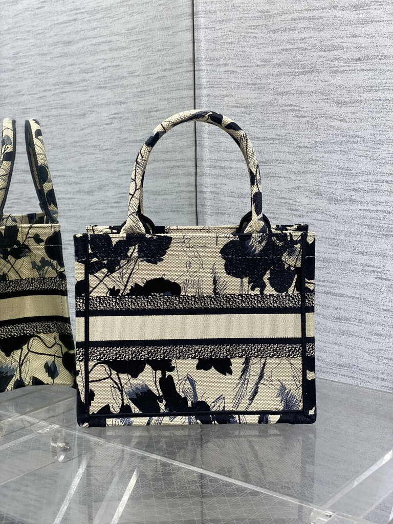 Small Dior Book Tote M1265 Apricot Peony Embroidery