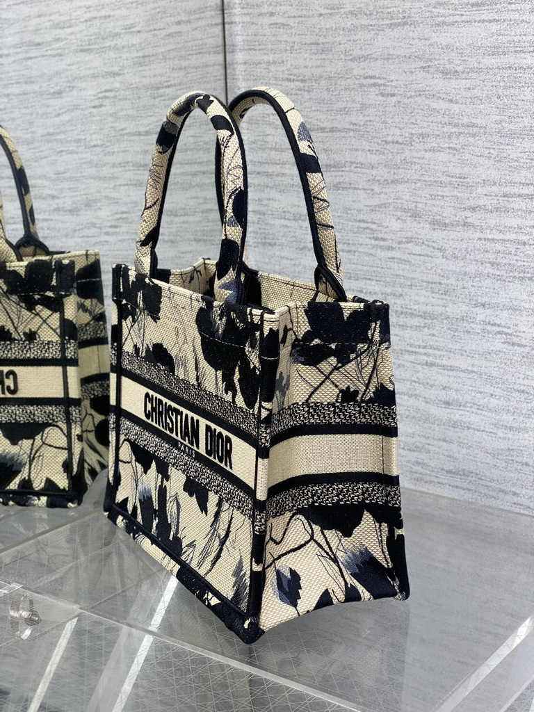 Small Dior Book Tote M1265 Apricot Peony Embroidery