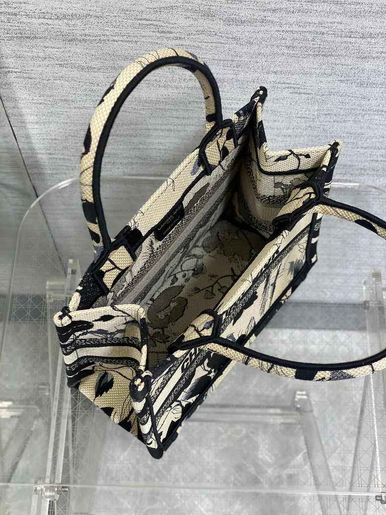 Small Dior Book Tote M1265 Apricot Peony Embroidery