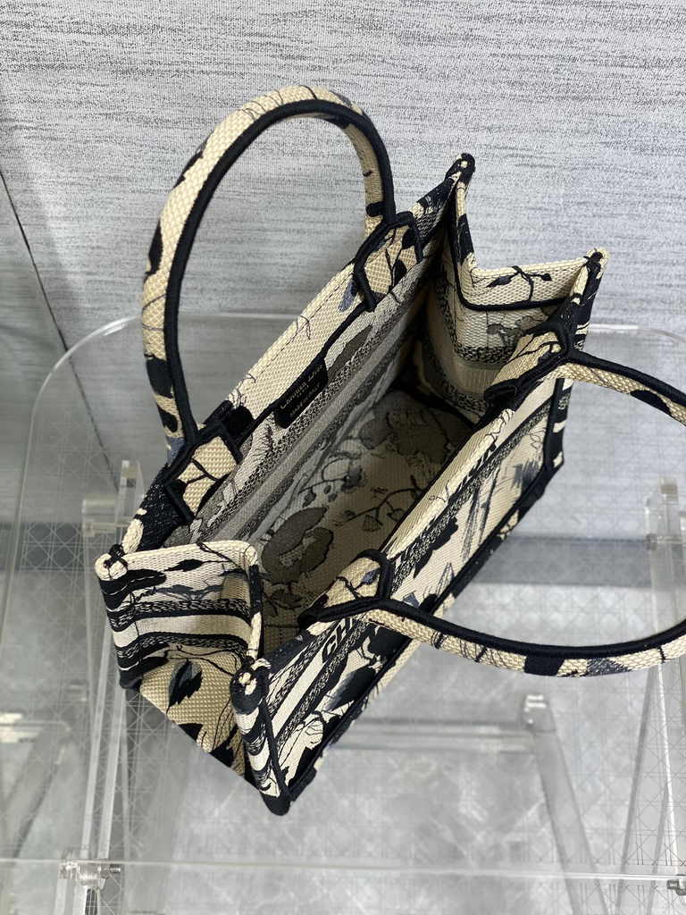 Small Dior Book Tote M1265 Apricot Peony Embroidery - Default Title - View 5