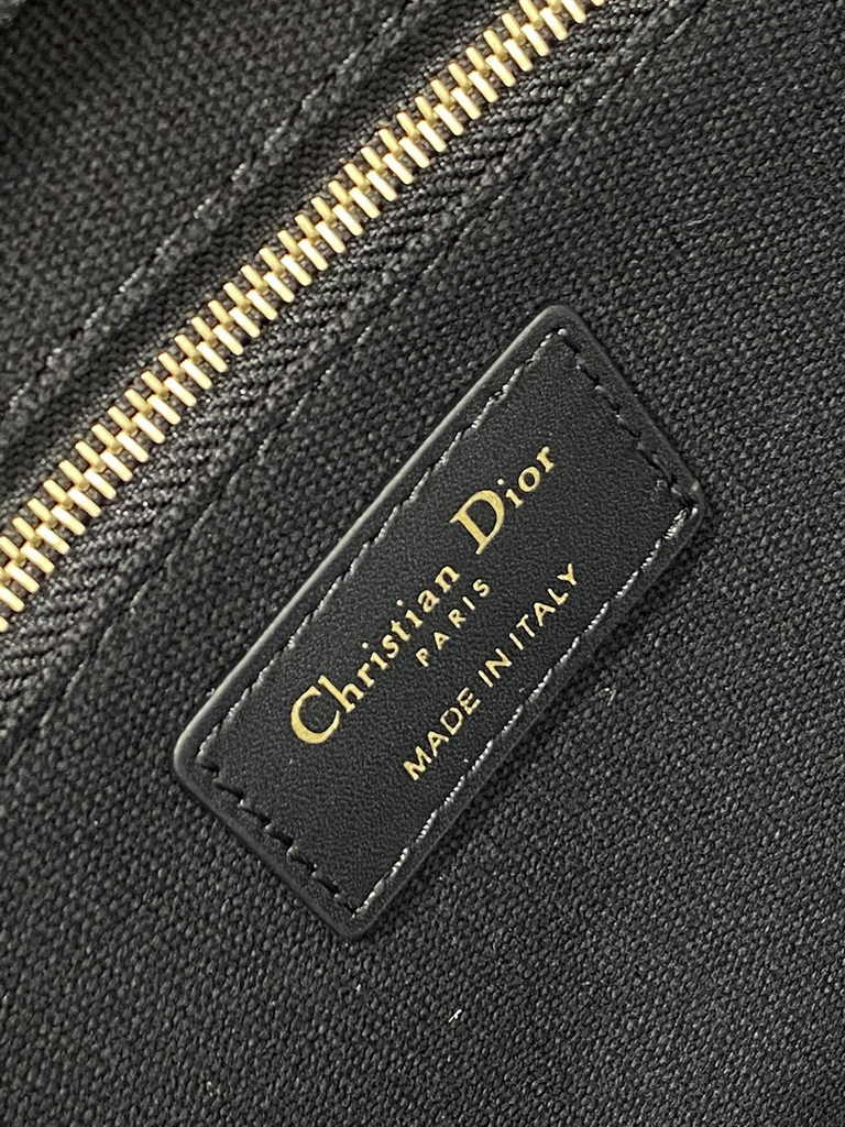 Small Dior Book Tote M1265 Latte Multicolor Dior Zodiac Embroidery and Black Calfskin