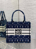 Small Dior Book Tote M1265 Blue and White Miss Dior Allover Embroidery