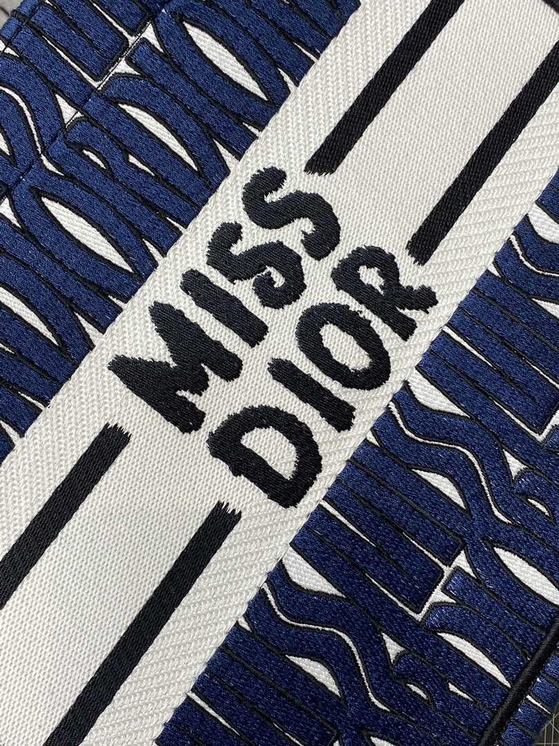 Small Dior Book Tote M1265 Blue and White Miss Dior Allover Embroidery