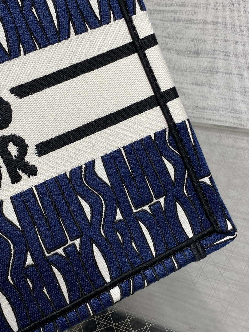 Small Dior Book Tote M1265 Blue and White Miss Dior Allover Embroidery
