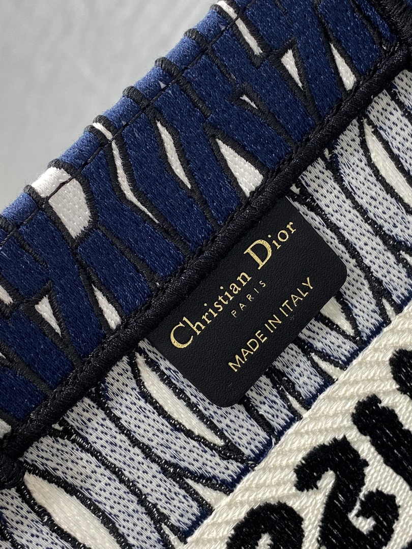 Small Dior Book Tote M1265 Blue and White Miss Dior Allover Embroidery