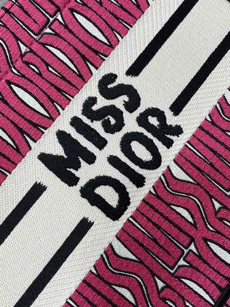 Small Dior Book Tote M1265 Pink and White Miss Dior Allover Embroidery