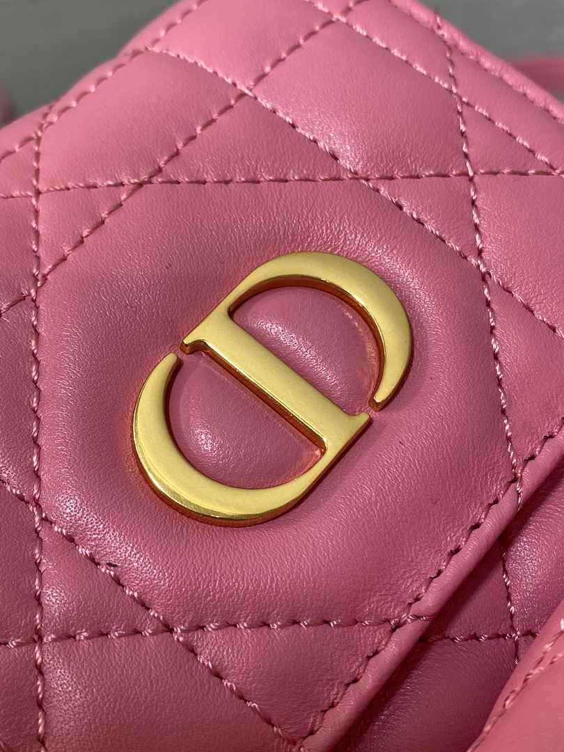 Small Dior Caro Backpack M6302 Pink Macrocannage Lambskin - Default Title - View 3