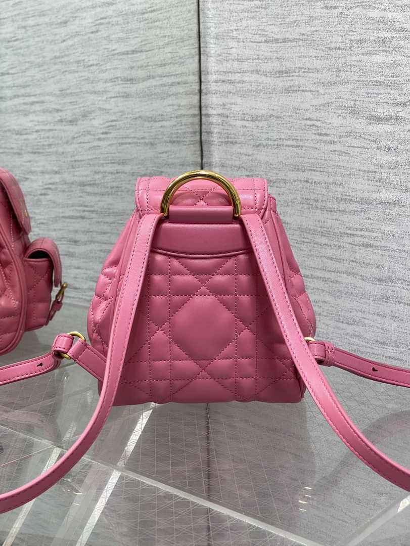Small Dior Caro Backpack M6302 Pink Macrocannage Lambskin - Default Title - View 5