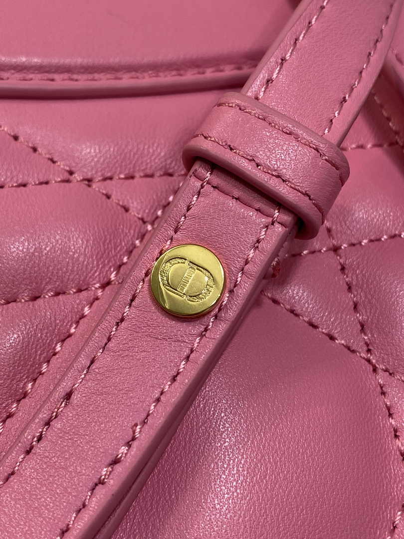 Small Dior Caro Backpack M6302 Pink Macrocannage Lambskin - Default Title - View 8