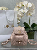 Small Dior Caro Backpack M6302 Powder Pink Macrocannage Lambskin - Default Title - View 1