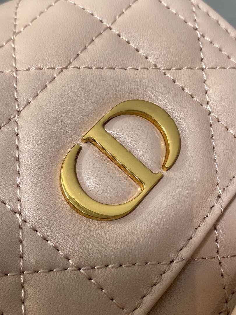 Small Dior Caro Backpack M6302 Powder Pink Macrocannage Lambskin - Default Title - View 3