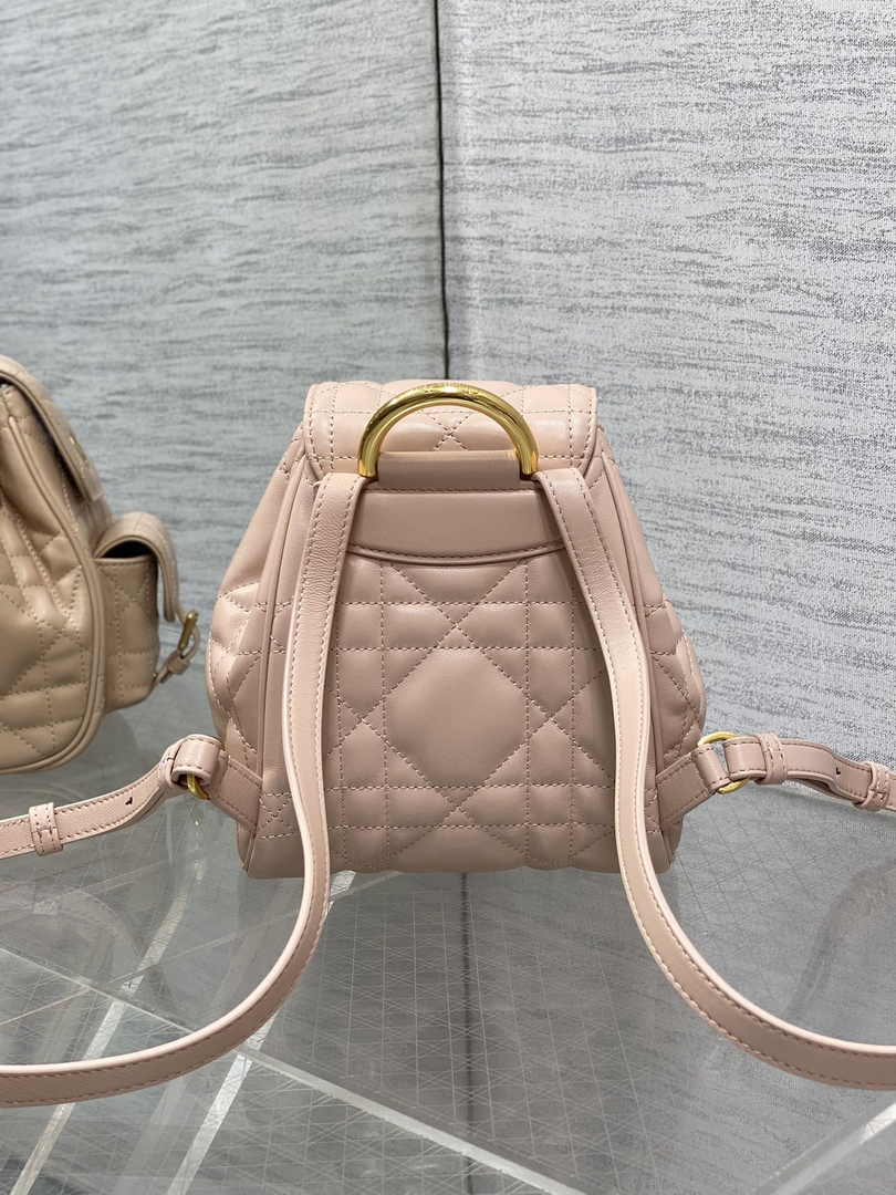 Small Dior Caro Backpack M6302 Powder Pink Macrocannage Lambskin - Default Title - View 5