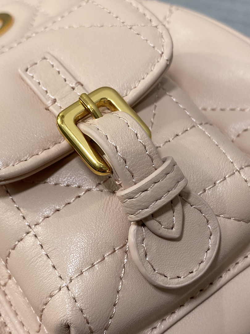 Small Dior Caro Backpack M6302 Powder Pink Macrocannage Lambskin - Default Title - View 6