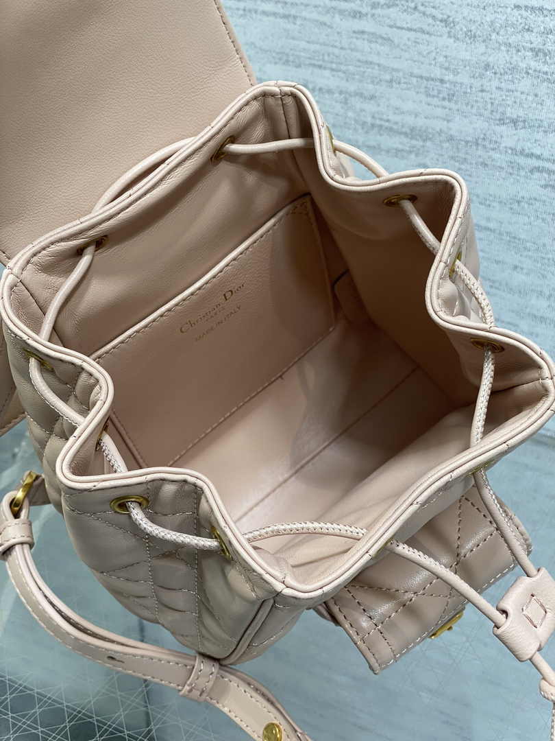 Small Dior Caro Backpack M6302 Powder Pink Macrocannage Lambskin - Default Title - View 9