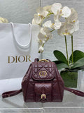 Small Dior Caro Backpack M6302 Wine Red Macrocannage Lambskin - Default Title - View 1