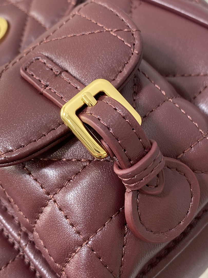 Small Dior Caro Backpack M6302 Wine Red Macrocannage Lambskin - Default Title - View 6