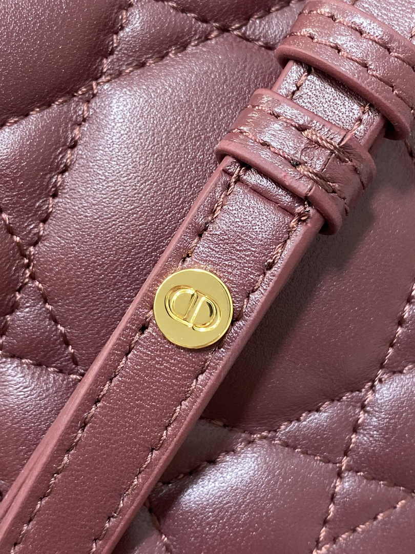 Small Dior Caro Backpack M6302 Wine Red Macrocannage Lambskin - Default Title - View 8